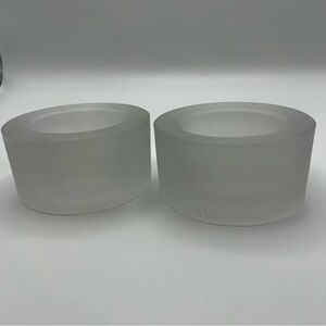 Tag LTD Glass Tea Light Candle Holder Set of 2 Frosted White Table Decor Party